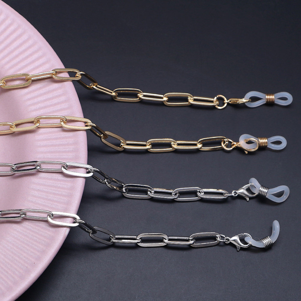 Mask Chain Holder - Metallgoldene Büroklammer-Brillenkette, Maskenhalter, Anti-Verlust-Gesichtsbedeckungsband, geeignet für